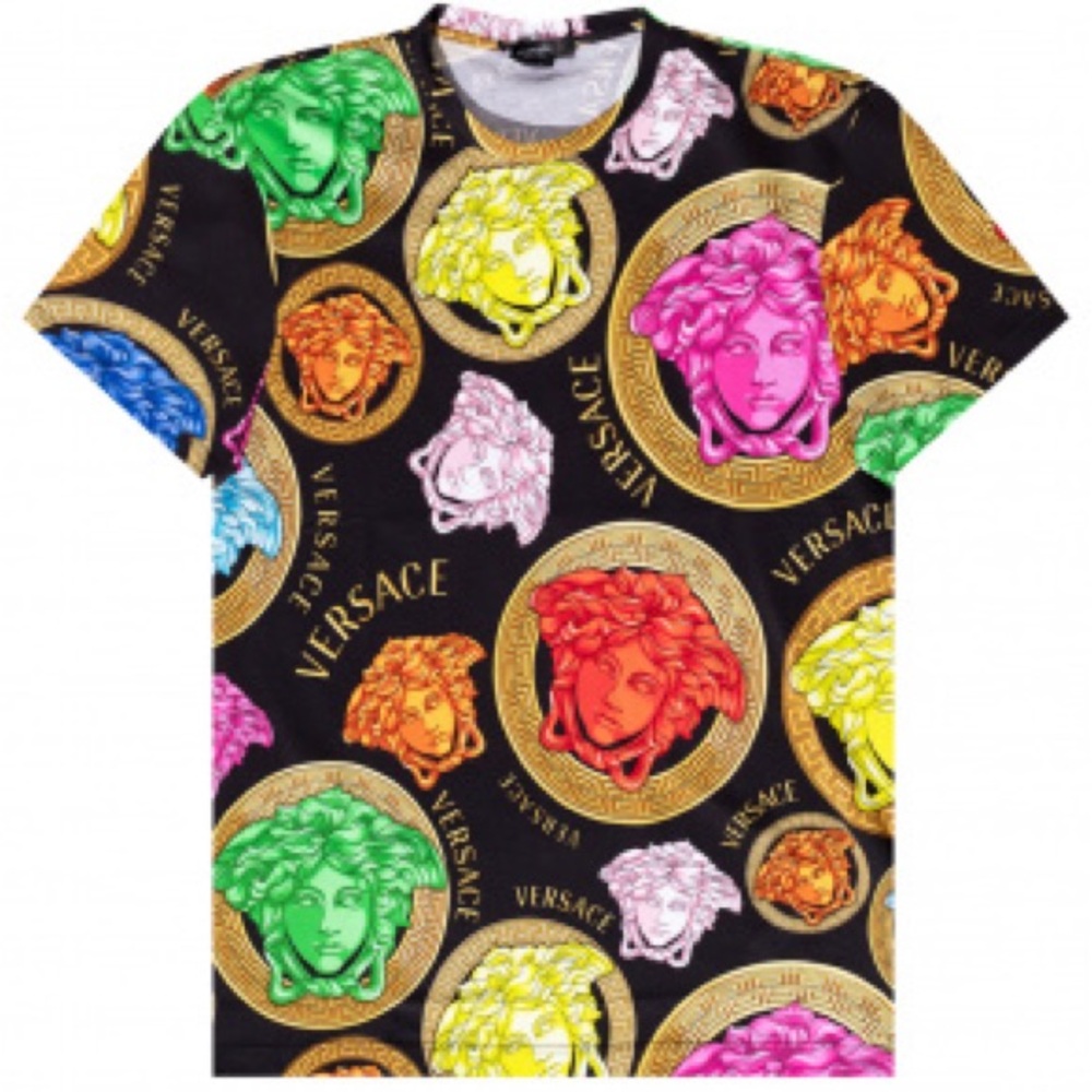 Authentic colorful Versace Kids Black and Gold Medusa T-Shirt